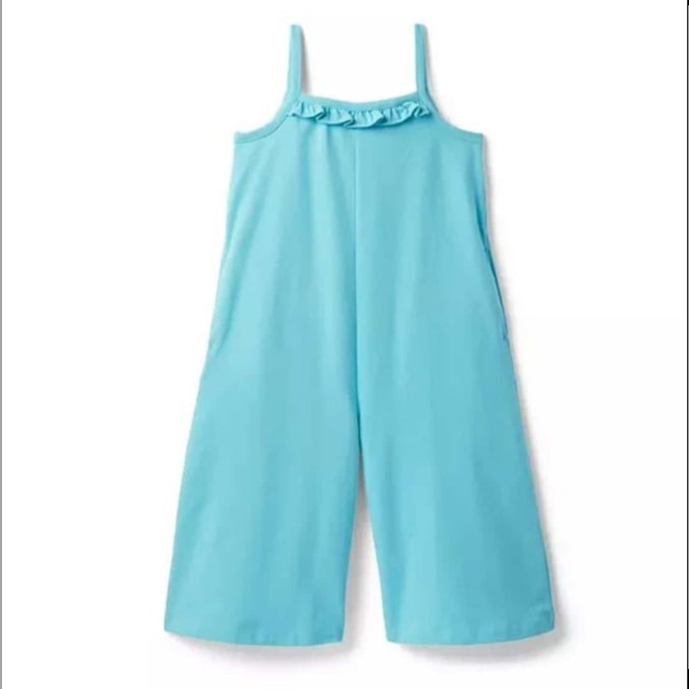 NWT Janie and Jack RUFFLE TRIM WIDE LEG JUMPSUIT Turquoise Size 5